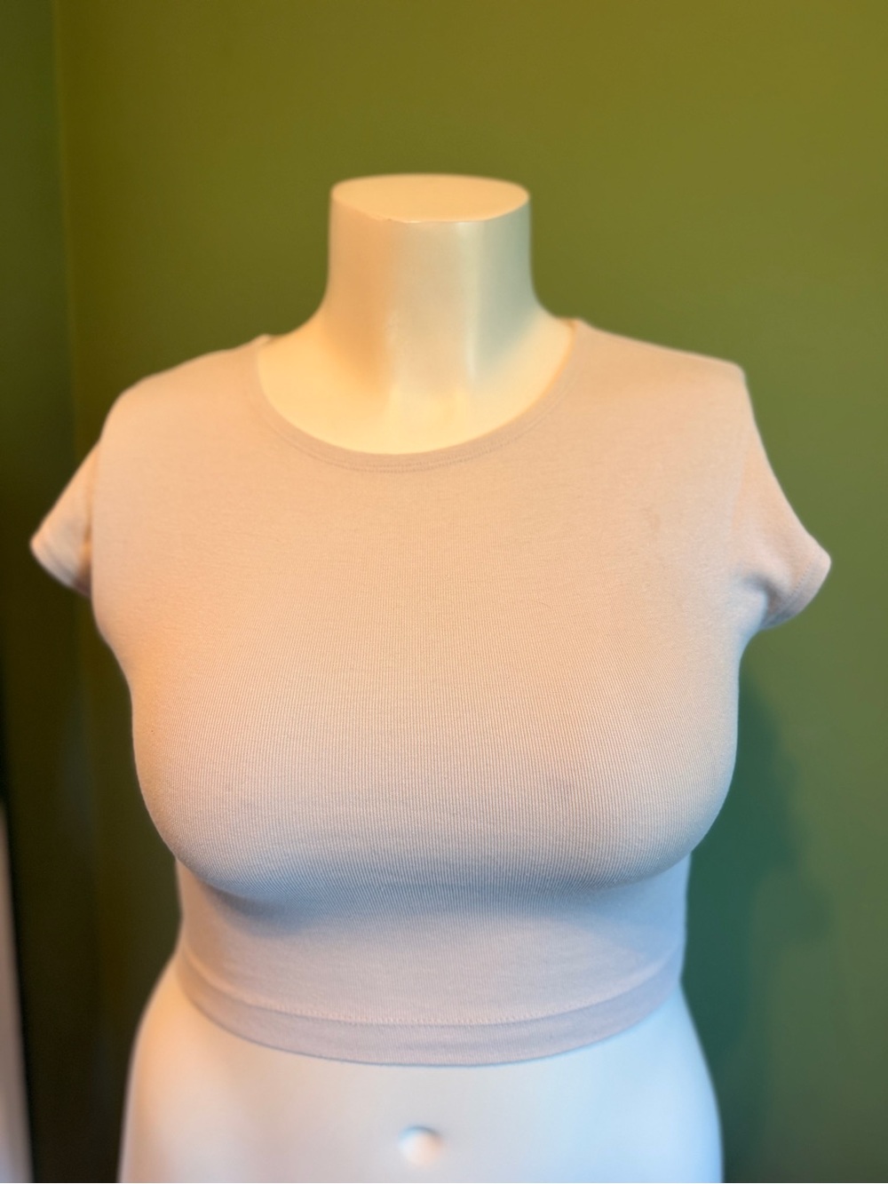 Zara Cream Ribbed Crop Top